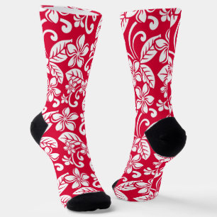 ISLAND PLUMERIA (STRAWBERRY RED) SOCKS