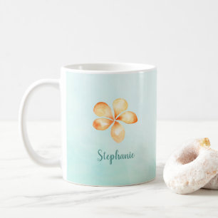 Island Plumeria Watercolor Coffee Mug