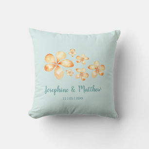 Island Plumeria Watercolor Wedding Cushion