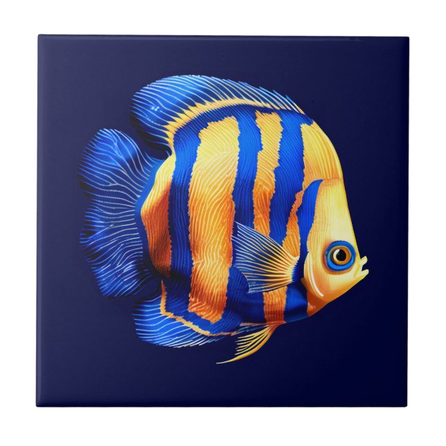 Island reef Gold lined butterfly fish beach sea Tile (Front)