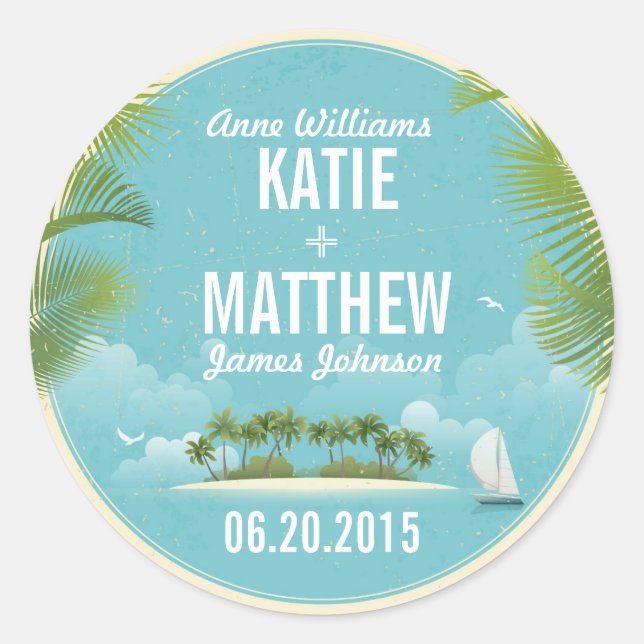 Island Resort Beach Destination Wedding Gift Label (Front)