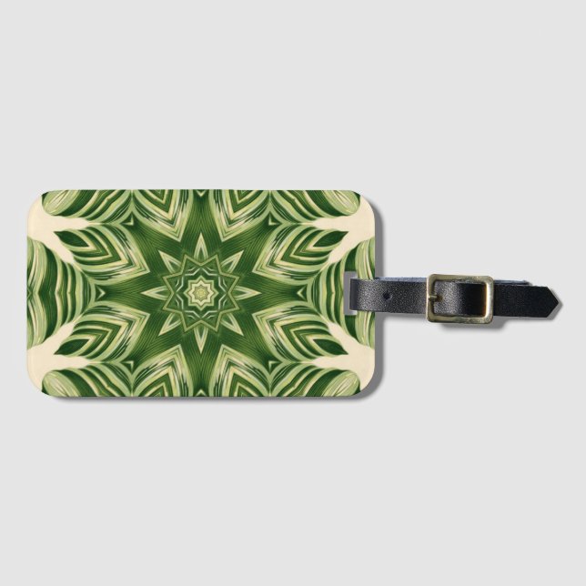 island summer greenery abstract tropical leaves luggage tag (Front Horizontal)