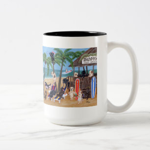 Island Summer Vacation Labradors Painting Two-Tone Coffee Mug