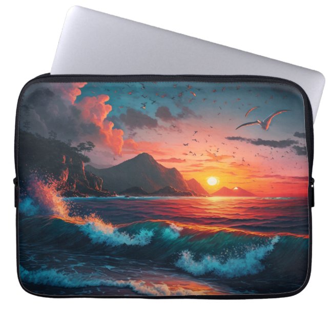 ISLAND SUNSET #1 Laptop Sleeve (Front)