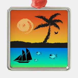 Island Sunset Metal Tree Decoration