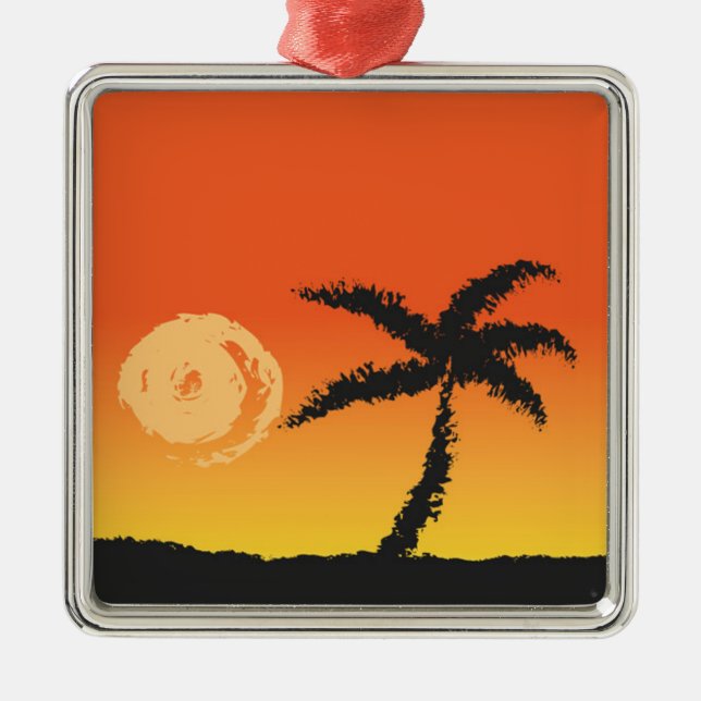 Island Sunset Metal Tree Decoration (Front)