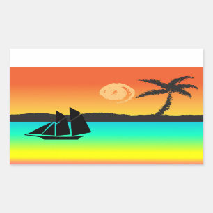 Island Sunset Rectangular Sticker