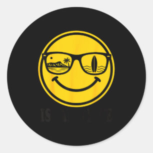 Island surf smile face sunglasses beach life vibes classic round sticker