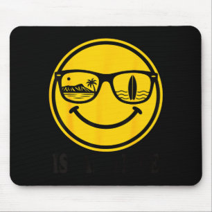 Island surf smile face sunglasses beach life vibes mouse pad