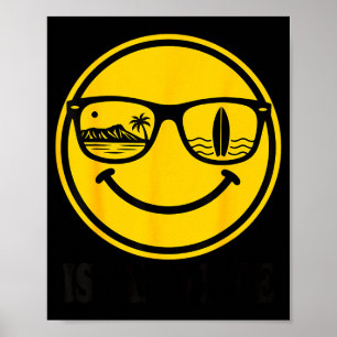 Island surf smile face sunglasses beach life vibes poster