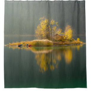 ISLAND SURROUNDED BY WATER SHOWER CURTAIN