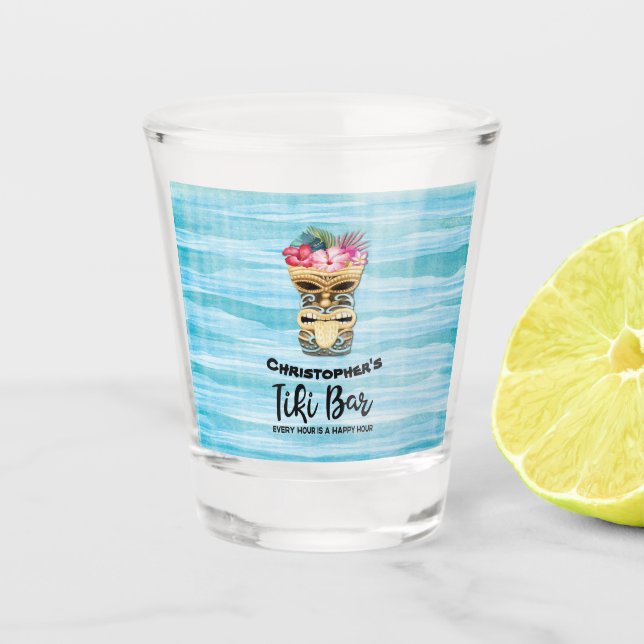 Island Tiki Bar Monogrammed Shot glass (Front)