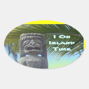Island Time humour Hawaii tiki stickers