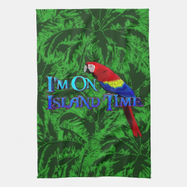 Island Time Parrot Tea Towel (Vertical)