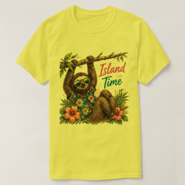 	Island Time Sloth Tropical Tee (Design Front)