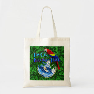 Island Time Surfing Palm Trees Tote Bag
