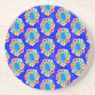 Island Tropical Sea Turtles Floral Coaster