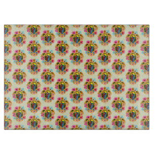 Island Tropical Sea Turtles Floral Cutting Board