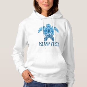 Island Vibes Tropical Sunset Sea Turtle Design Hoodie