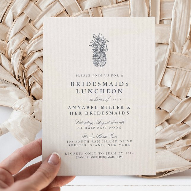 Island Vintage Pineapple Bridesmaids Luncheon Invitation (Creator Uploaded)