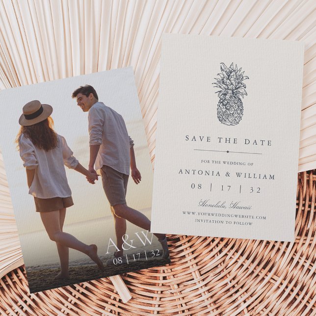 Island Vintage Pineapple Photo Wedding Save The Date (Creator Uploaded)