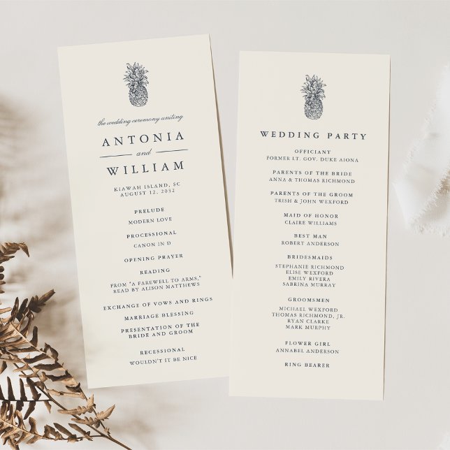 Island Vintage Pineapple Wedding Ceremony Programme (Creator Uploaded)