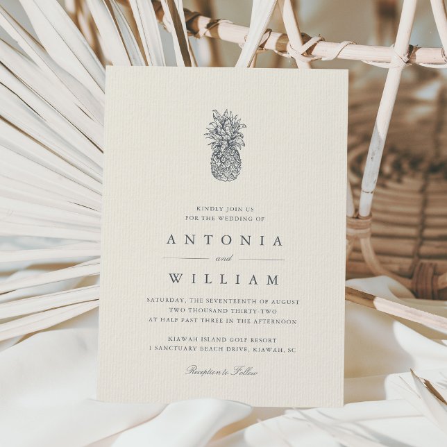 Island Vintage Pineapple Wedding Invitation (Creator Uploaded)