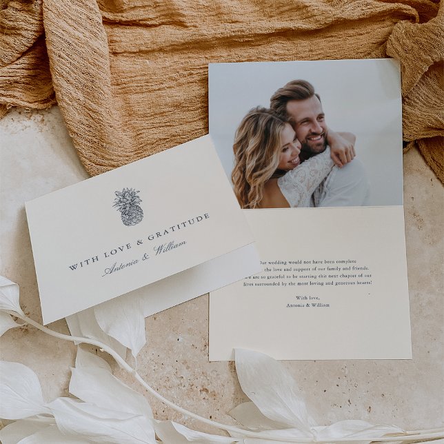 Island Vintage Pineapple Wedding Photo Thank You Card (Creator Uploaded)