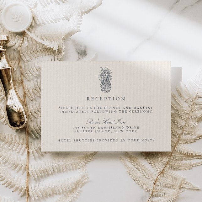 Island Vintage Pineapple Wedding Reception Card (Creator Uploaded)