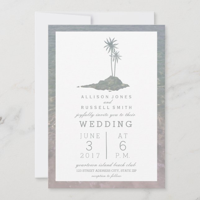 Island & Water Beach Wedding Invitation (Front)