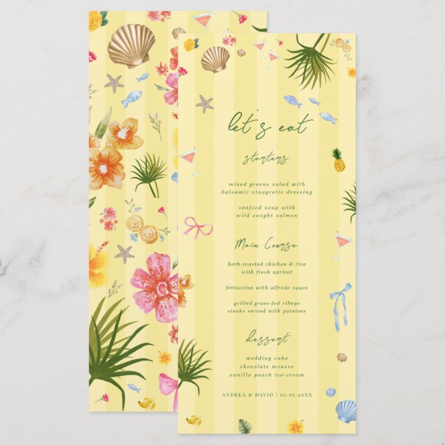 Island Yellow Wedding Menu (Front/Back)
