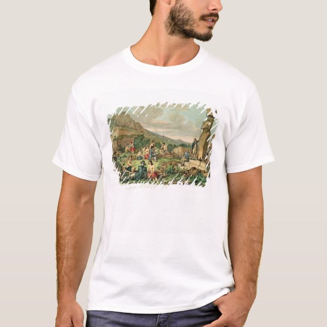 Islanders and Monuments of Easter Island T-Shirt (Front)