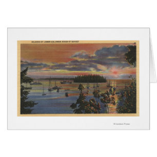 Islands of Lower Columbia River at Sunsetand