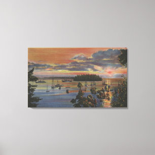 Islands of Lower Columbia River at Sunsetand Canvas Print