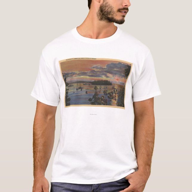 Islands of Lower Columbia River at Sunsetand T-Shirt (Front)