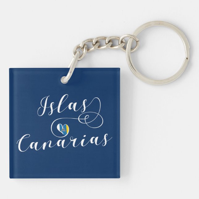 Islas Canarias, Canary Islands Flag Heart, Key Ring (Back)