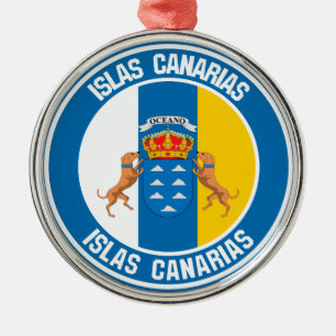 Islas Canarias Round Emblem Metal Tree Decoration