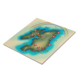 Islay, Inner Hebrides , scotland map travel art Tile