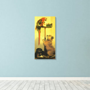Islay, Tilco, a Macaw and Love Birds by Landseer Canvas Print