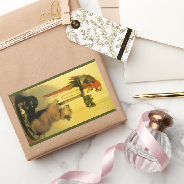 Islay, Tilco, a Macaw and Love Birds by Landseer Rectangular Sticker (Gifting)