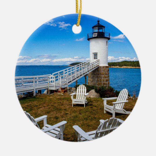 Isle au Haut, Maine Lighthouse Ceramic Tree Decoration (Front)