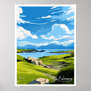Isle Colonsay Scotland Travel Vintage illustration Poster