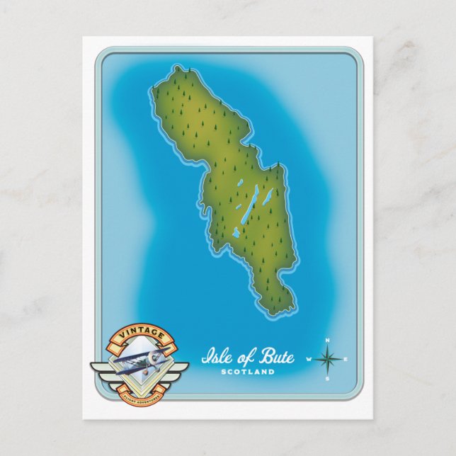 Isle of Bute map Postcard (Front)