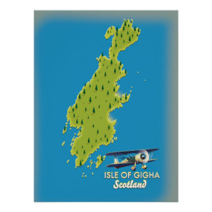 Isle of Gigha Scotland map Poster