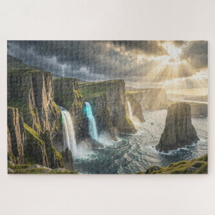 Isle of Legends Coastal Waterfall Jigsaw Puzzle