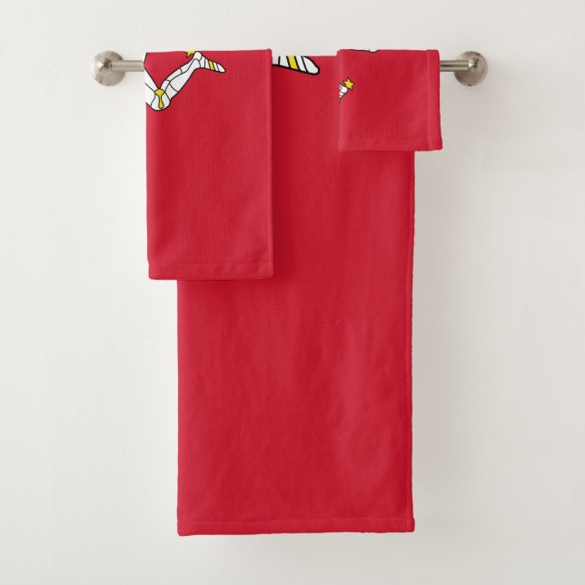 Isle of Man Flag Bath Towel Set (Insitu)