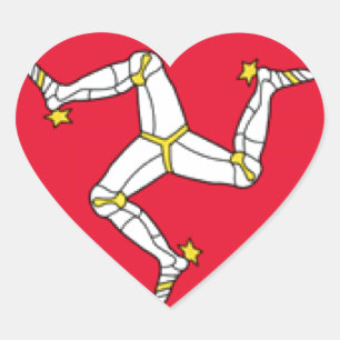 Isle of Man Flag Heart Sticker
