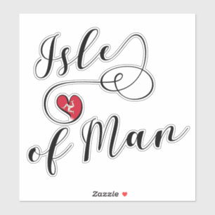 Isle of Man Flag In A Heart, Mann Sticker