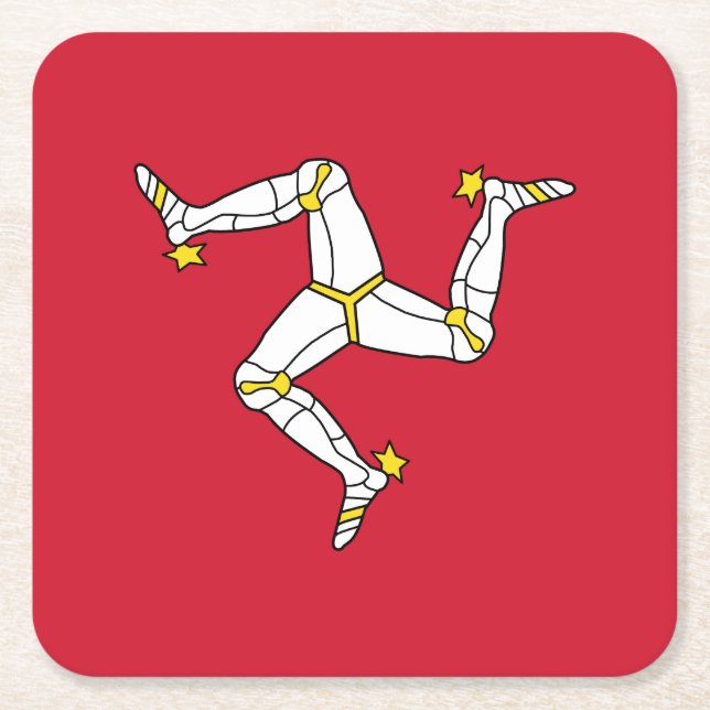 Isle of Man Flag Square Paper Coaster (Front)