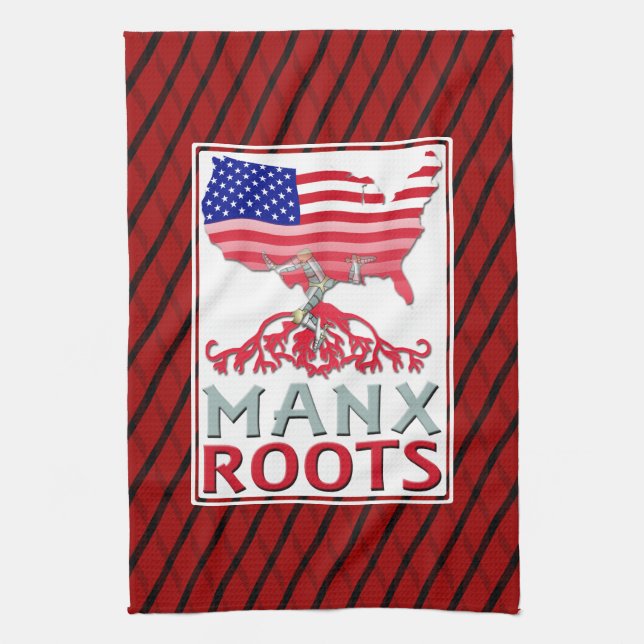 Isle of Man Manx American   Tea Towel (Vertical)